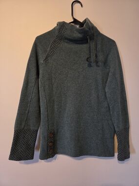 Cozy Funnel Neck Sweater Pullover in Heathered Teal PRANA small